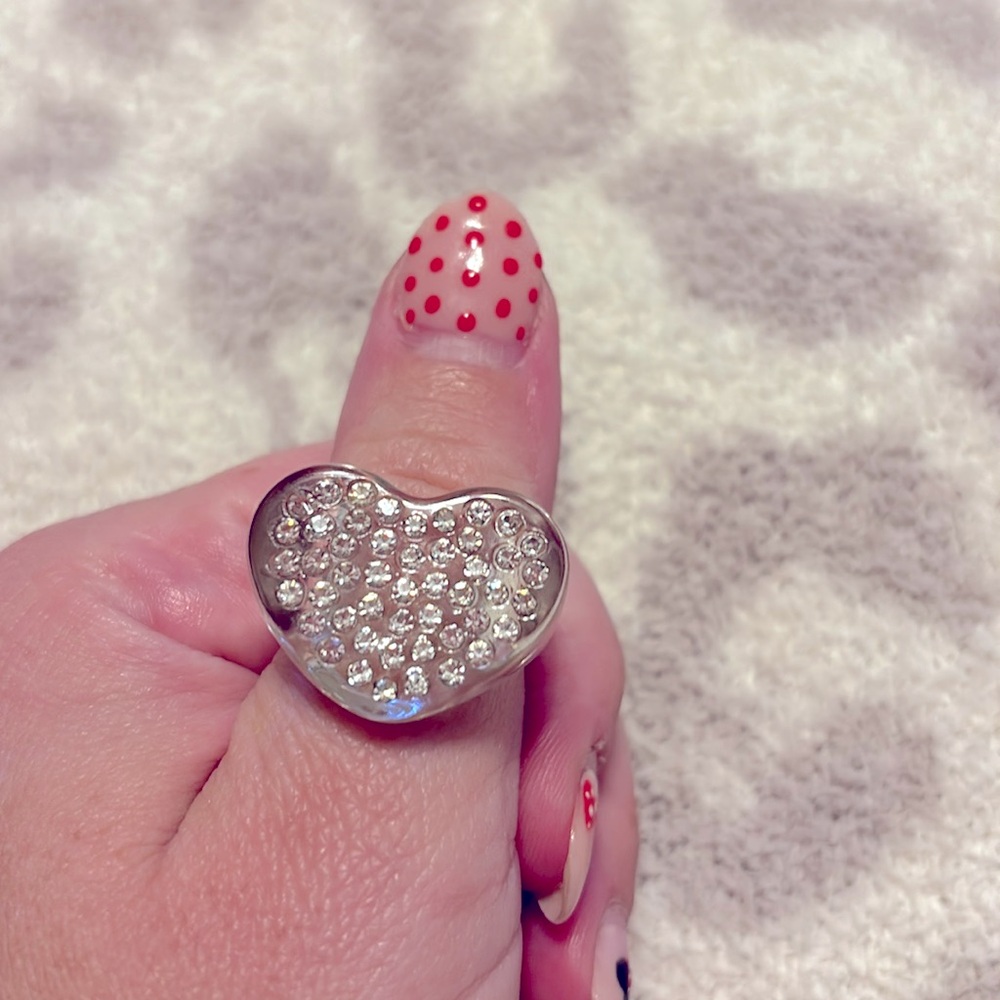 Sparkle Muse Clear Pave Heart Ring- size 10